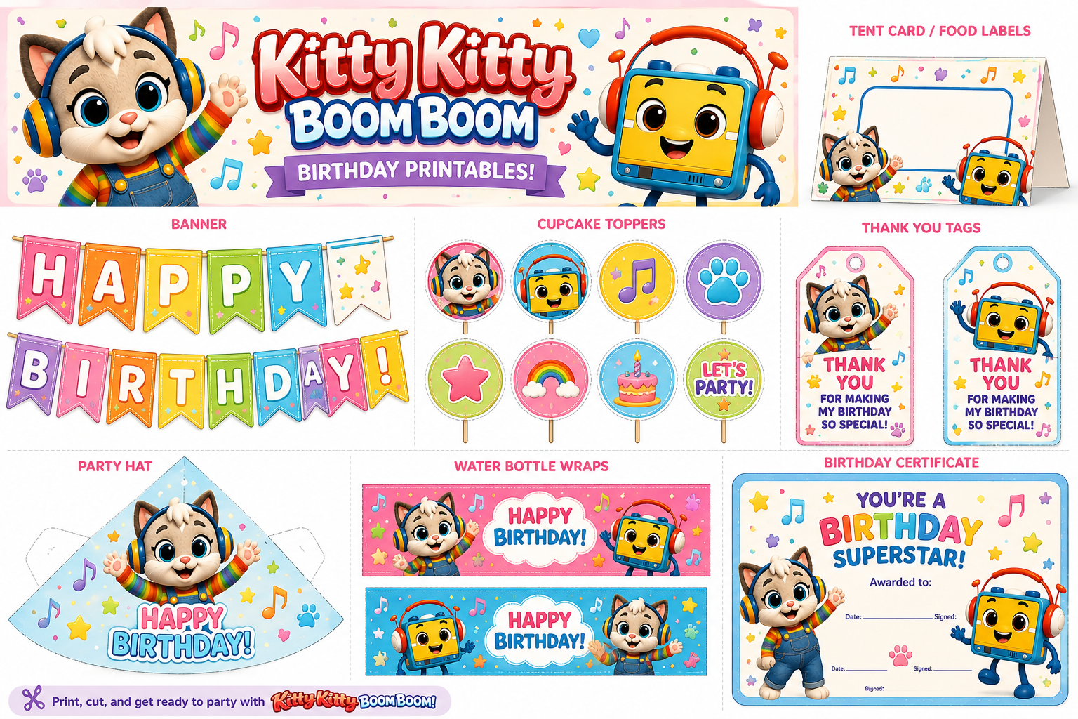 Birthday Printables — free printable from Kitty Kitty Boom Boom
